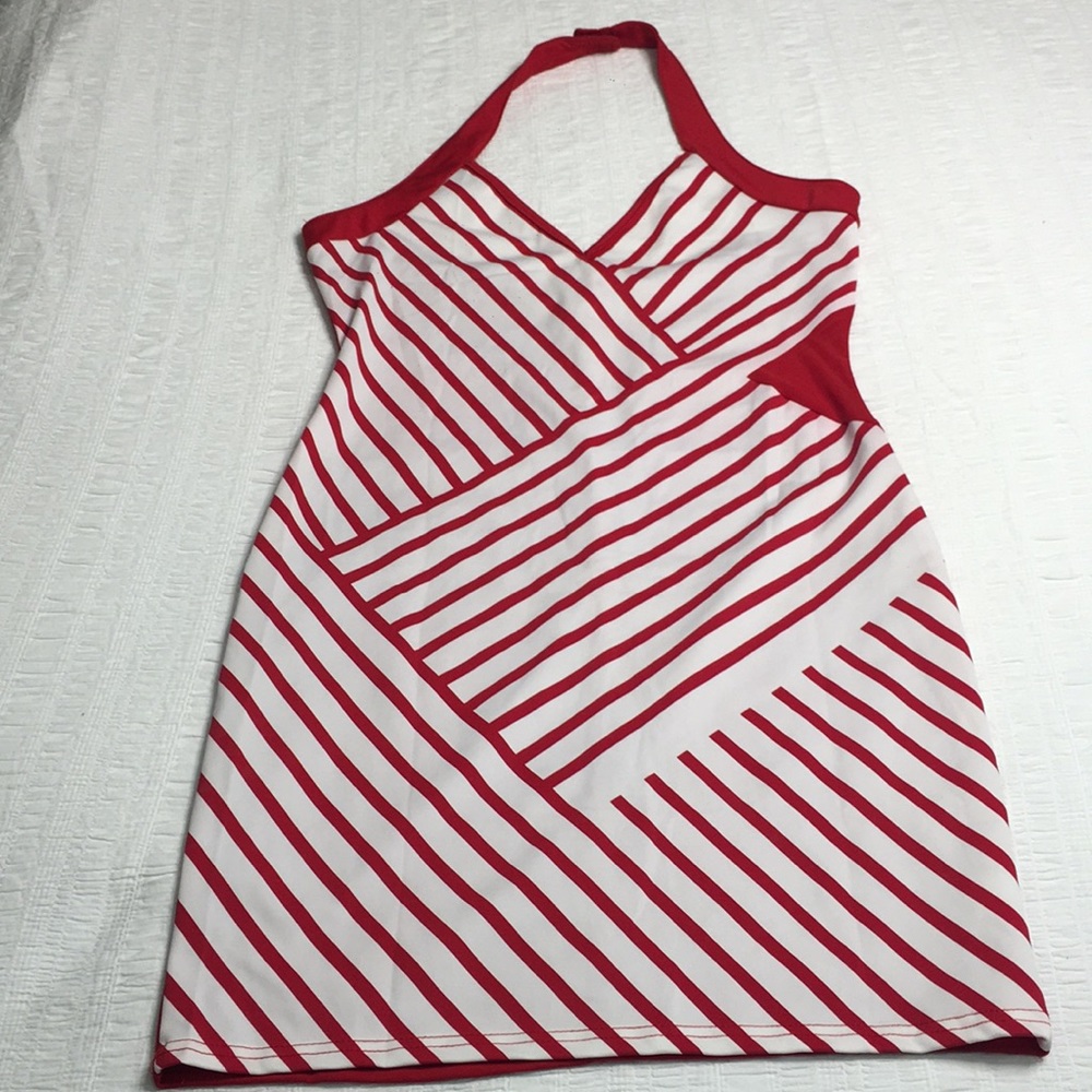 red white striped dress